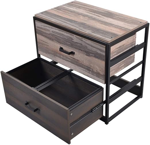 Amazon Com File Cabine Mdf Vertical Filing Cabinet With 2 Drawers Brown Kitchen Dining