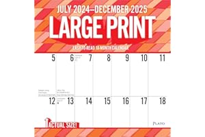 Large Print | 2025 12 x 24 Inch 18 Months Monthly Square Wall Calendar | July 2024 - December 2025 | Matte Paper | Plastic-Free | Plato | Easy to See Large Font