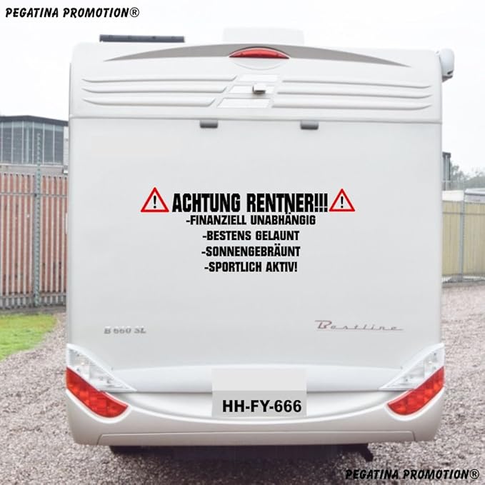 Achtung Rentner Lustiger Spruch Aufkleber Größe 90 Cm Für