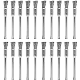 20 pcs Steel Cleaning End Brushes Pen 1/5&Prime;(5mm) x 1/8&Prime;(3mm) Wire Brush Rust Paint Removal Bits Polishing Rotary Tools