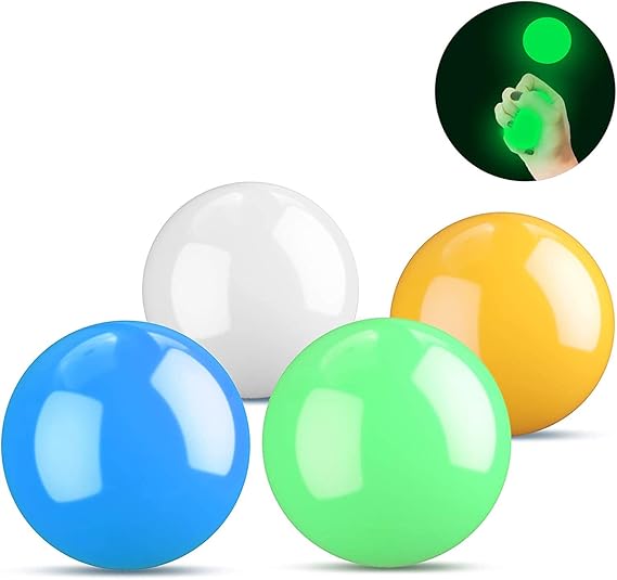 4pcs 4.5CM Balls That Stick To Ceiling Glow In The Dark, Luminous Sticky Wall Balls Stress