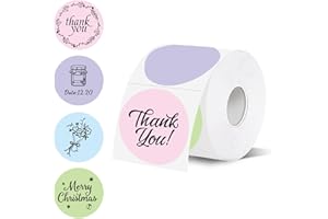 Starboling 2" Round Thermal Labels, Multicolor, 600/Roll, Direct Thermal Paper, for DIY Logo Design, Name Tag, Addressing, Color Coding, Food Labeling, Office Supplies, Shipping, etc.