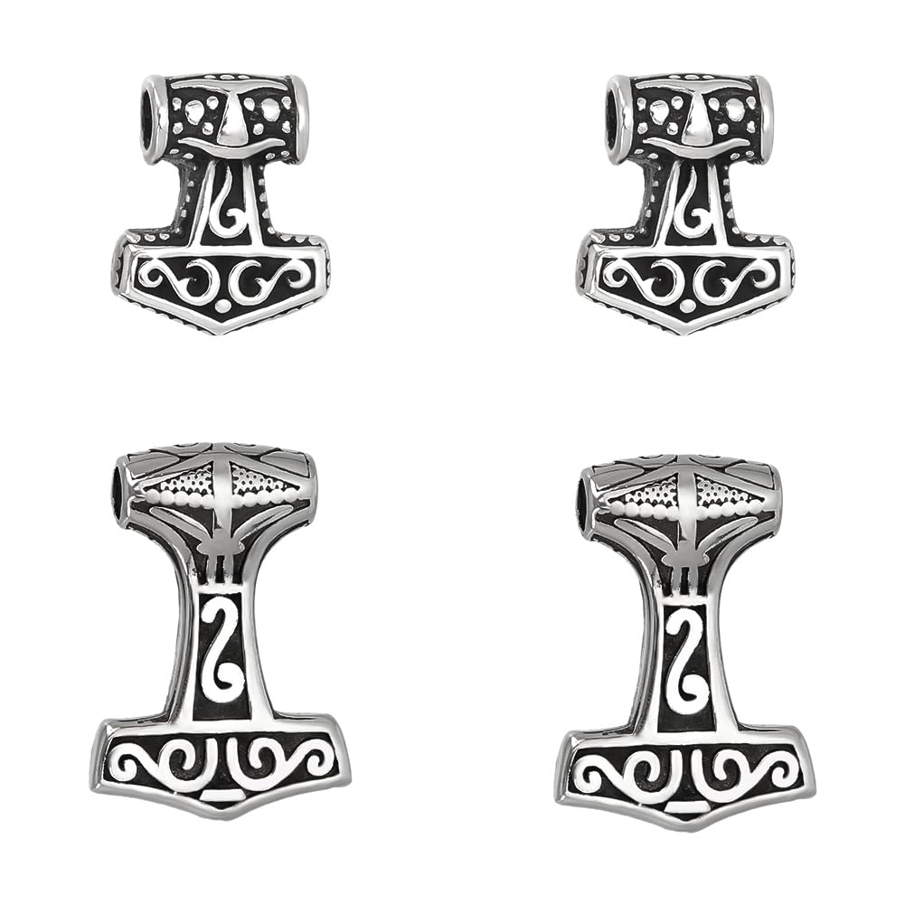 UNICRAFTALE about 4pcs Thor's Hammer Pendants 20~29.5mm Antique Silver Stainless Steel Viking Thor's Hammer Knot Charms Powerful Protection Amulet Necklace Charms for Jewelry Making …