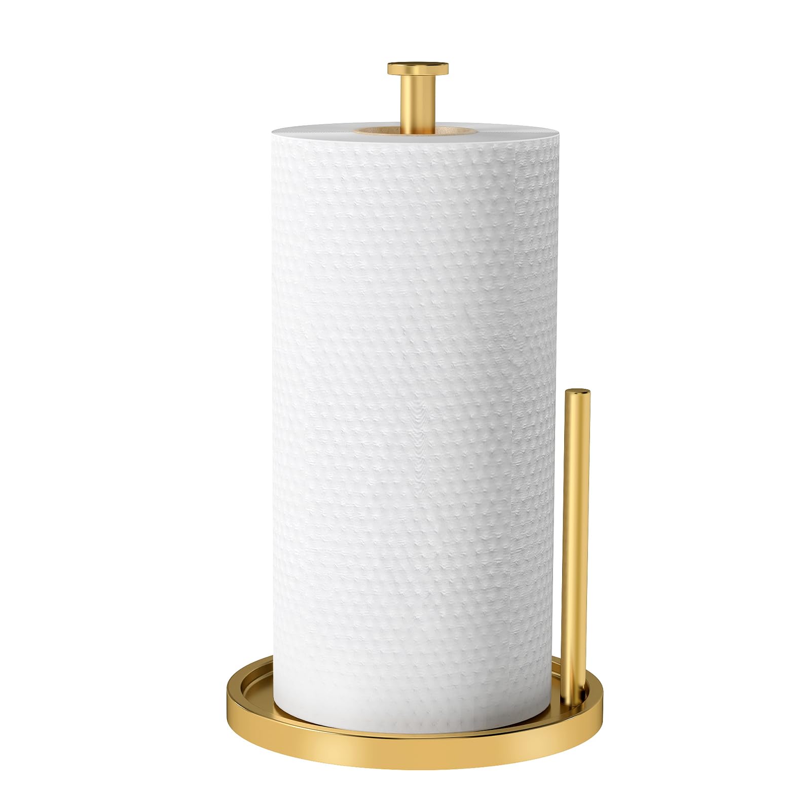 Photo 1 of Paper Towel Holder Countertop, Standing Paper Roll Holder with Anti Slip Weighted Base, Stainless Steel Freestanding Paper Towel Holder for Kitchen, Gold