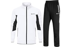 BGOWATU Men's Tracksuits 2 Piece Running Jackets Athletic Pants Sports Suit with Zipper Pockets