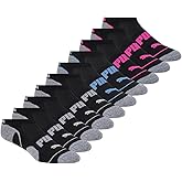 PUMA Women's Sports No-Show Socks, 5-9.5 Shoe Size, Black, 10 Pairs