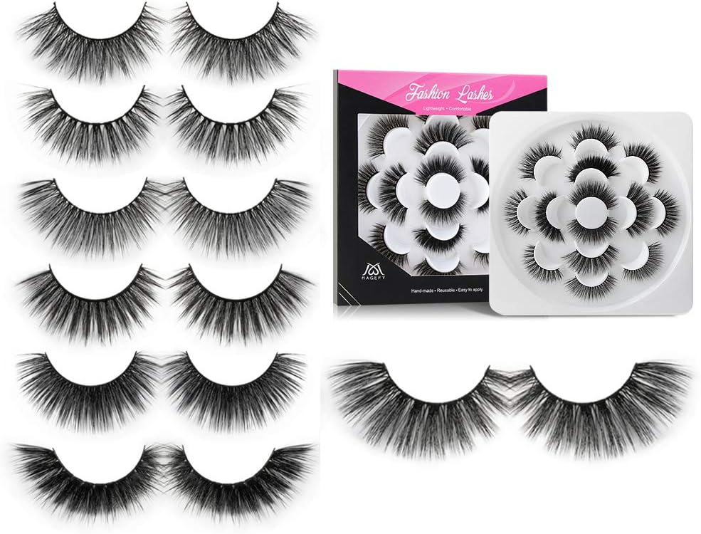 MAGEFY Eyelashes 3D 5D Lashes 7 Styles Handmade Falses Eyelashes Natural Thick Reusable Soft Fake Eyelashes 7 Pairs