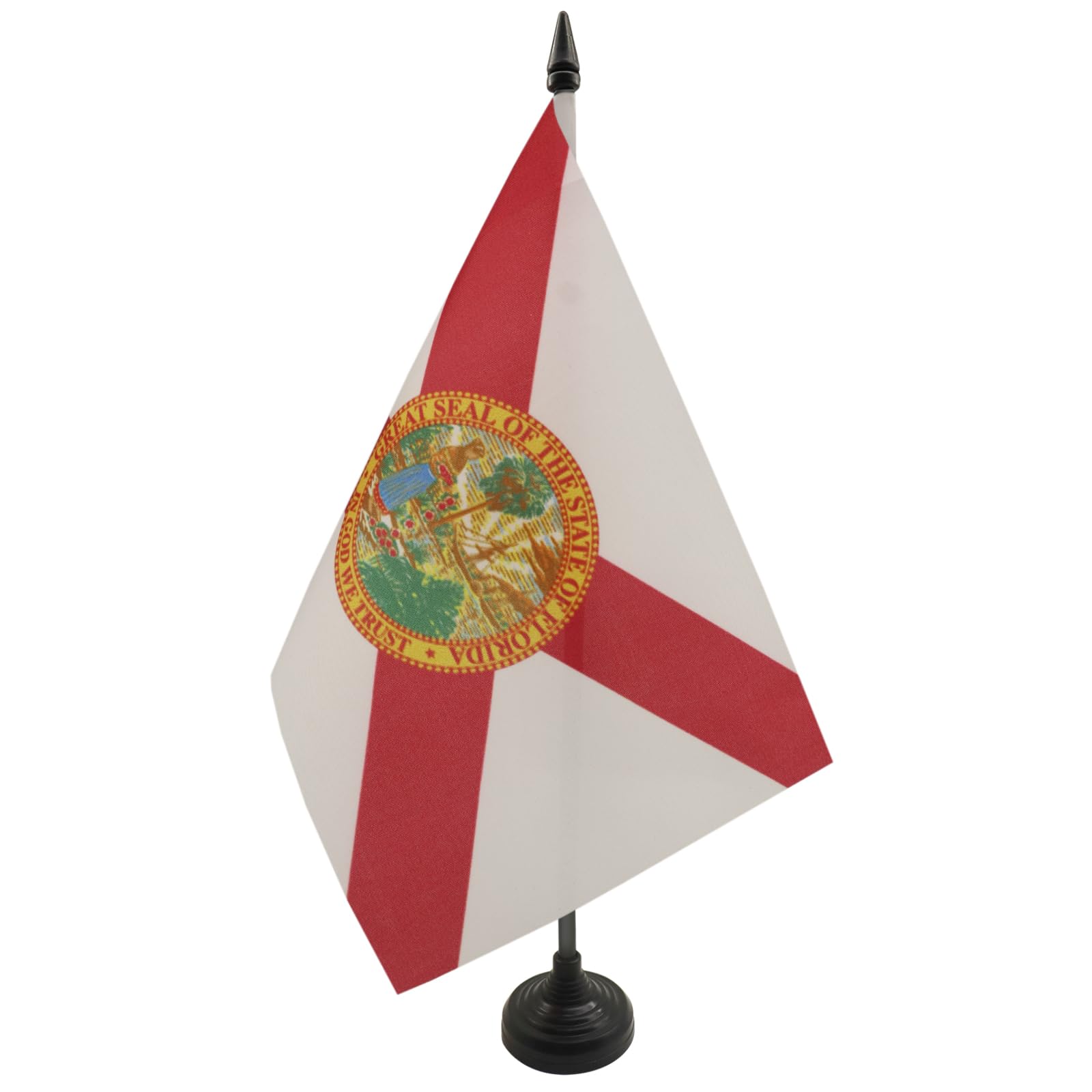 AZ FLAG Florida Table Flag 5'' x 8'' - US state of Florida Office Decoration 100% Polyester 21 x 14 cm - Mini Desk Flag with Pole and Black Plastic Base
