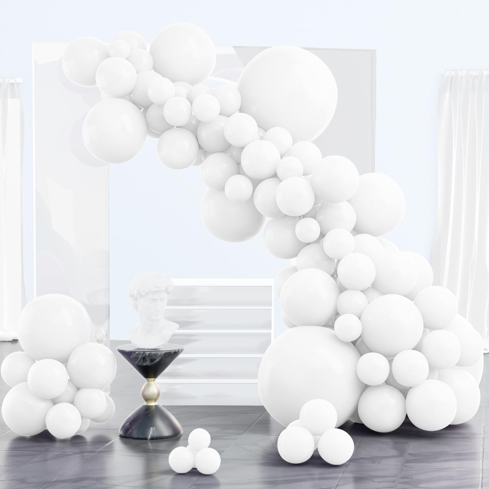 PartyWoo White Balloons 102pcs Different Sizes Pack of 18 12 10 5 Inch Matte White Latex Balloon Arch Kit Garland for Wedding Bridal Graduation Baby Shower Birthday Party Decorations White-Y13