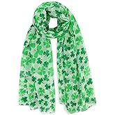 vimate St Patrick Day scarf -Women's Irish Shamrock Scarfs Fashion Lightweight Thin Green Costume Scarves Headscarf