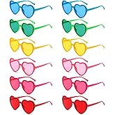 EnriQ 12 Pairs Heart Shaped Sunglasses for Women Colorful Heart Sunglasses Bulk Fun Transparent Glasses for Valentines Party Favor St. Patricks Day Prop Mardi Gras Party Decoration