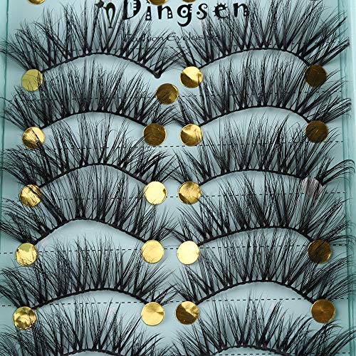 10 Pairs 3D Soft Faxu Mink False Eyelashes Crisscross Wispy Fluffy Lashes Extension Eye Makeup Tools Handmade Eyelashes (A01)
