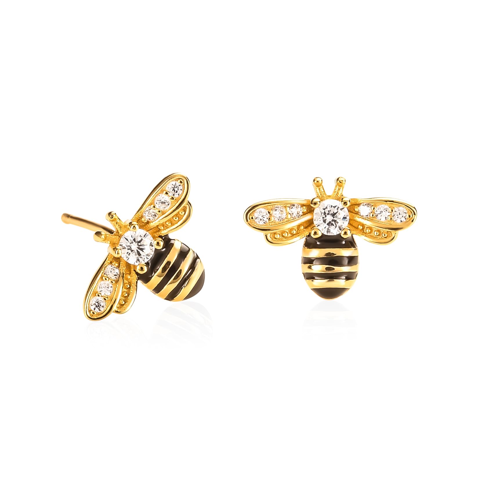 Namana Gold Bumble Bee Stud Earrings for Women and Teenage Girls, Gold plated 925 Sterling Silver Bee Earrings, Cute Girls Earrings, Jewellery Gifts for Women