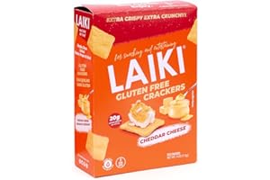 LAIKI Gluten Free Crackers Cheddar Cheese Flavor Healthy Snacks Whole Grain Brown Rice Almond Flour Crackers Alternative Crispy Crunchy Tasty Snack Low Carb Light Snacks 4oz (Pack of 1)