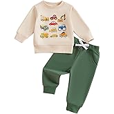 Fernvia Toddler Baby Boy Clothes Set 2T 3T 4T 5T Truck Excavator Print Long Sleeve Sweatshirt Elastic Pants Fall Outfits