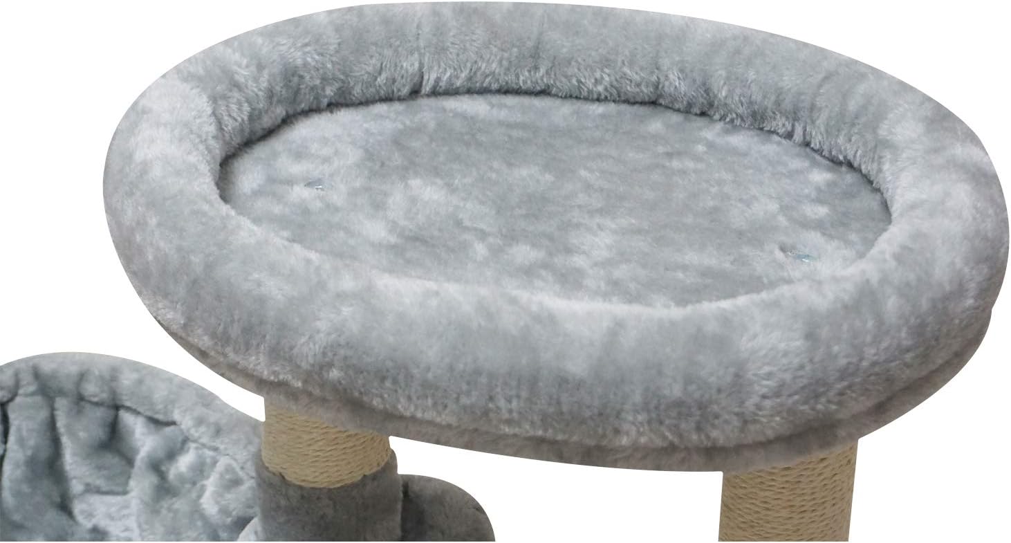 KIYUMI US01G Cat Tree Cat Tower Sisal Scratching Posts Cat Condo Play House Hammock Jump Platform Cat Furniture Activity Center, Grey : Pet Supplies