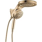 Delta 6-Setting HydroRain Premium 2-in-1 Dual Shower Head with ProClean Spray, Gold High Pressure Shower Head with Handheld Spray, 1.75 GPM Flow Rate, Lumicoat Champagne Bronze 56000-CZ-PR25