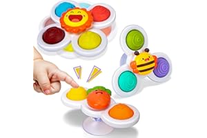NARRIO 3PCS Pop Suction Cup Spinner Toys: Spinner Toys for 1 Year Old Boy Girl - Sensory Baby Bath Toy for Toddlers 1-3 -12 18 Months Boy Birthday Gift for Infant