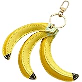 Eagyrosi Leather Banana Keychain - Lifelike PU Leather Fruit Keychains with Alloy Buckle Charm, Bag Accessory for Women, Wallet Pendant, Schoolbag Pendant, Gift for Women and Delicate Trinket Lovers