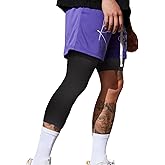 Men's Compression Sport Pants Single Leg 3/4 Base Layer Basketball Leggings Athletic One Leg Capri Tights Running