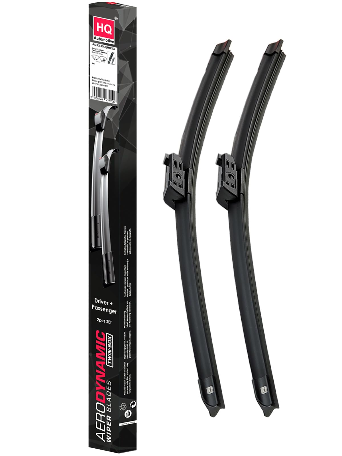HQ Automotive Wiper Blade for CITROEN C4, DS4, DS5 Series, FORD Galaxy, S-Max, VAUXHALL Astra GTC, PEUGEOT 308 & 408 Series Front Set, ADR62-034