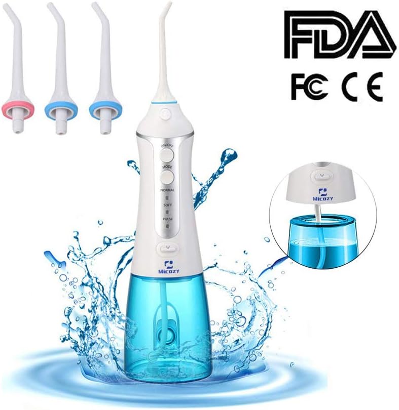 Autoday Cordless Oral Irrigator 300ml Portable and Rechargeable Water Dental Flosser with 3 Jet Tips Teeth Cleaner for Braces, 3 Modes, IPX 7 Waterproof for Travel and Home