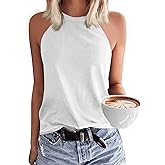 Malliosse Womens Summer Sleeveless High Neck Halter Tank Tops Basic Casual Cami Shirts Tees