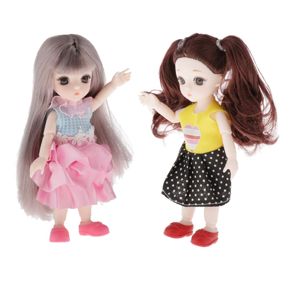 Lovely 16cm 1/12 BJD Doll 3D Big Eyes Realistic Eyelash White Skin DIY Play