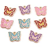 LiQunSweet 100 pcs Mixed Colors Spring Butterfly Enamel Alloy Charms Cute Wing Insect Charms for DIY Jewelry Bracelet Necklace Earring Craft Keychain Decoration
