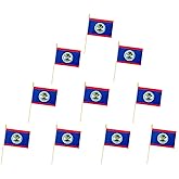 10 Pack Belize Flags -BZ Handheld Flag- 5x8 in, Belize Mini Flag. Suitable For Party Decorations, Store Displays, Bar Decorations And National Day Parades.