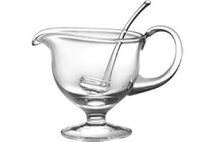 Barski- Glass - Gravy Boat with Ladle - Gravy is 8.5" L - 5"H - Ladle is 5.5"L - 12.5 oz - Handmade Glass - Made in Europe