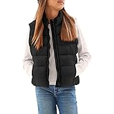 Haloumoning Girls Puffer Vest Kids Zip Up Padded Gilet Winter Quilted Jackets Fashion Outwear 5-14 Years
