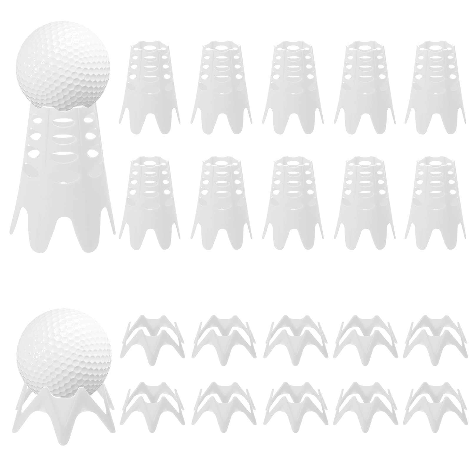 PEUTIER 20pcs Golf Tees, Plastic Golf Simulator Tees Practice Golf Tees Indoor Outdoor Golf Mat Tees Golf Training Accessories for Home Outside Winter Turf (10 Tall + 10 Short)