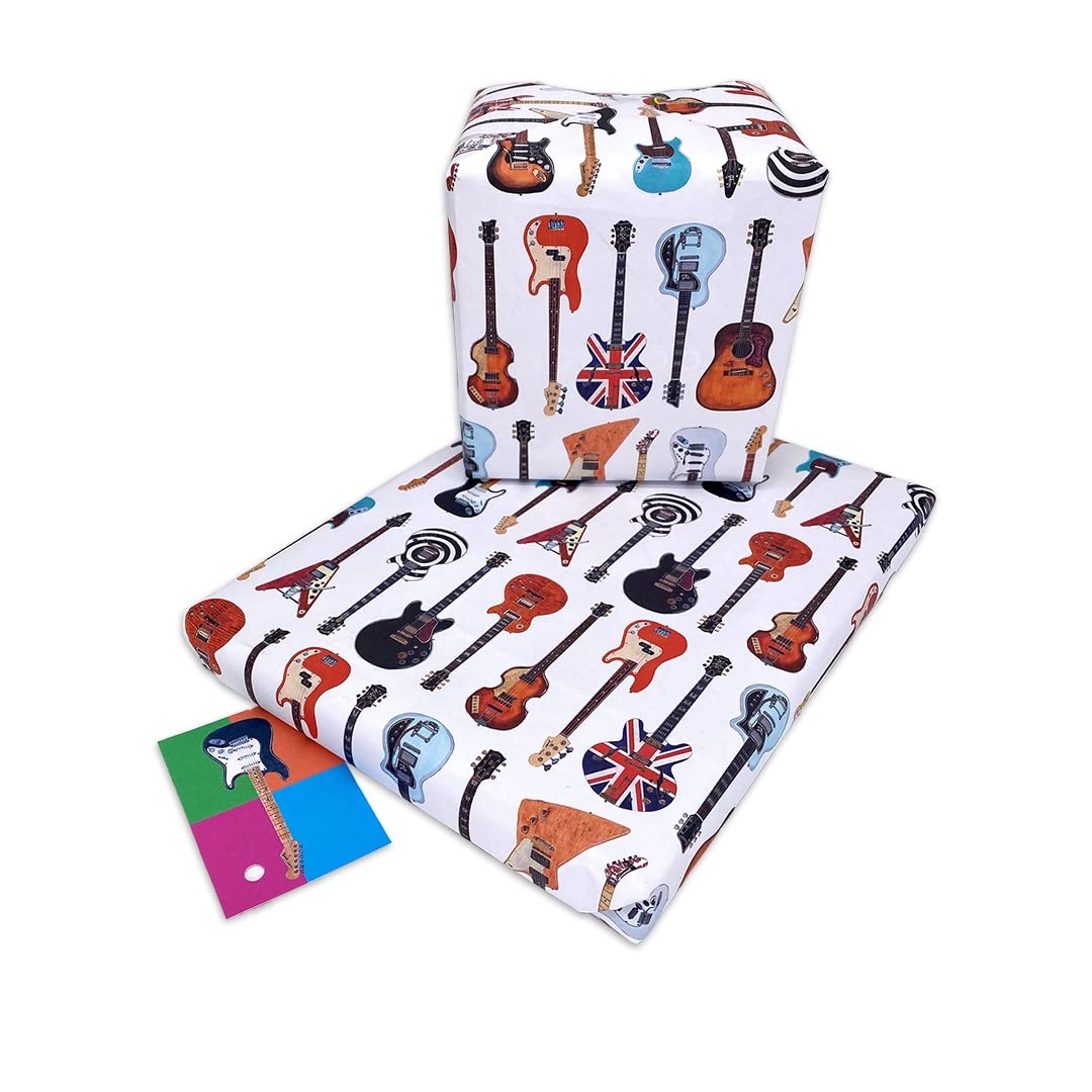 Guitar Wrapping Paper 5 Sheets Hand painted famous guitar gift wrap Electric Guitar wrapping paper for guitar lovers guitar gift