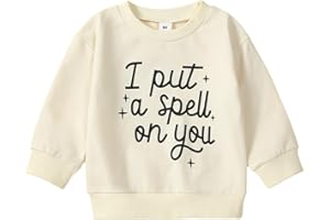 WALLARENEAR Toddler Kids Sweatshirts Halloween Outfits Letter Print Long Sleeve Shirt Crewneck Pullover Fall Sweater Clothes
