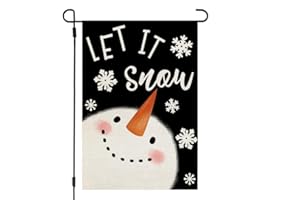 CROWNED BEAUTY Winter Let It Snow Garden Flag 12x18 Inch Double Sided Small for Outside Welcome Burlap Snowman Black Yard Flag CF1195-12