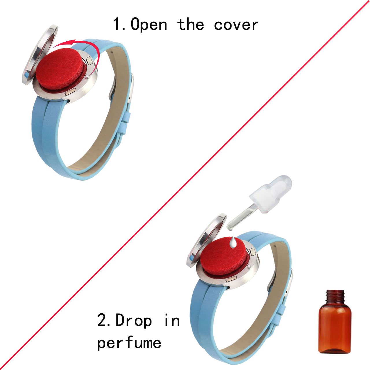 PiercingJ - Bijoux Collier Pendentif Ouvrir Nuage + Bracelet Aromatique Diffuseur de Parfum Huile Essentielle Hypoallergeniques Porte Photo Acier Inoxydable + 12PCS Coton Parfum#02