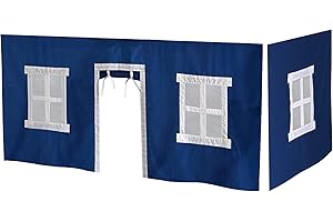 Max & Lily Underbed Privacy Curtain for Low Bunk/Loft Bed, 2 Panel Play Curtain Set - Hot Blue/White Cotton