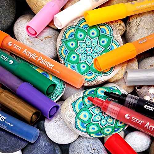12 Colors Acrylic Paint Markers Pens,Permanent Paint Pen Art Markers Set for,Can be Used Body Painting,Rock Painting,Mug,Glass Painting Writing, DIY Craft Projects,Metal,Porcelain,Canvas (12 / Pack