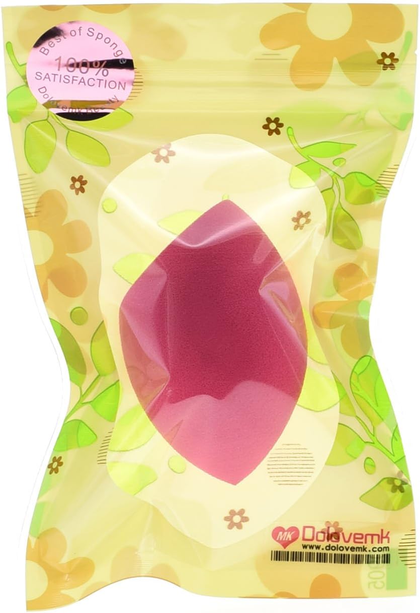 DOLOVEMK Makeup Beauty Sponges Blender 1 Pack - Latex Free,Soft Foundation Blending Sponge,Applicator Sponges for Cream,Liquid and Powder (Bevel shape)(Rose Red)