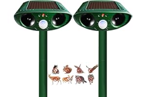 CDREPELUU 2 Pack Solar Animal Repellers, Ultrasonic Cat Deterrent, Deer Repellent Devices Outdoor with Motion Detection for Dog Bird Cat Deer Raccoon Skunk Fox Coyote for Yard Lawn Garden Patio Attic