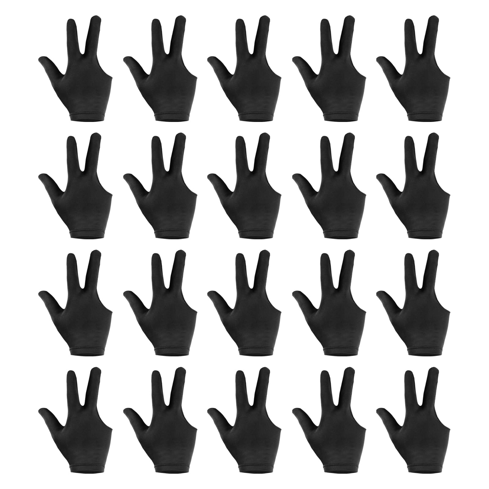 PATIKIL Breathable Pool Glove Spandex Left Hand, 30 Pcs 3 Fingers Anti Slip Billiard Accessories for Women Men Cue Shooter Snooker Sport, Black