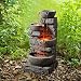 Peaktop 201601PT Outdoor Garden Water Stacked 3 Tier Bowls Waterfall Fountain with LED Light, 33" Height, Stone Gray