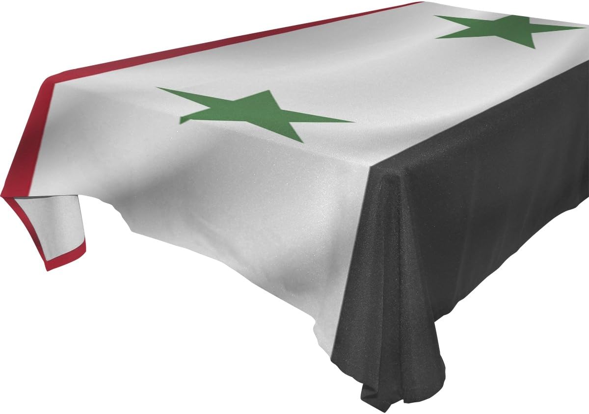Syria Flag 100% Polyester Tablecloth Table Cover for Dinner Parties Picnic Kitchen Home Decor, Multi