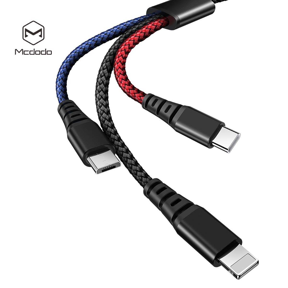 AICase USB Multi Charging Cable,USB Charger Cords,2.4A Current 1.2m Nylon Braided,3 in 1 Charging USB Cable for Mobile Phones Tablets and More