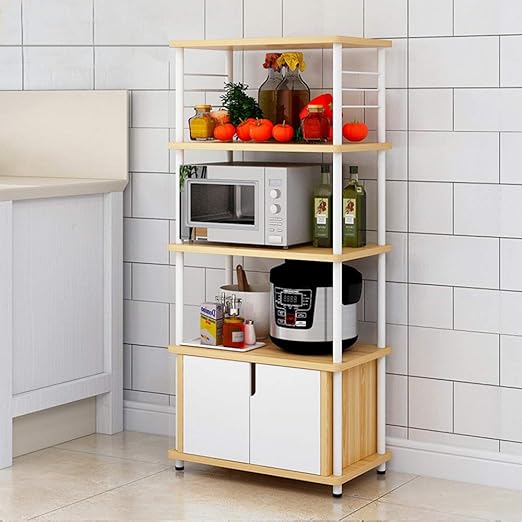 Yikuo Estante De Cocina, Cuatro Capas Que El Pino, Marco Blanco ...