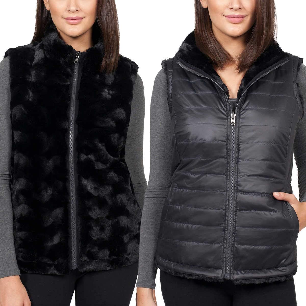 Nicolle Miller Original Women's Vest Black Reversible Faux Fur