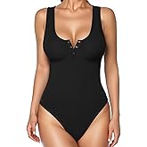 Popilush Bodysuits for Women Tummy Control Henley Going Out Outfits Shirts Body Suits Thong Button Down Tank Tops