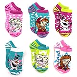 Frozen Anna Elsa Olaf Girls 6 pack Socks (4-6, Olaf Teal No Show)