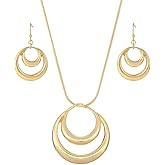 Madison Tyler Gold Plated Jewelry Set for Women | Silver Teardrop Pendant Necklace Trendy | Long Necklace with Snake Chain | Fashion Dangle Earring Set